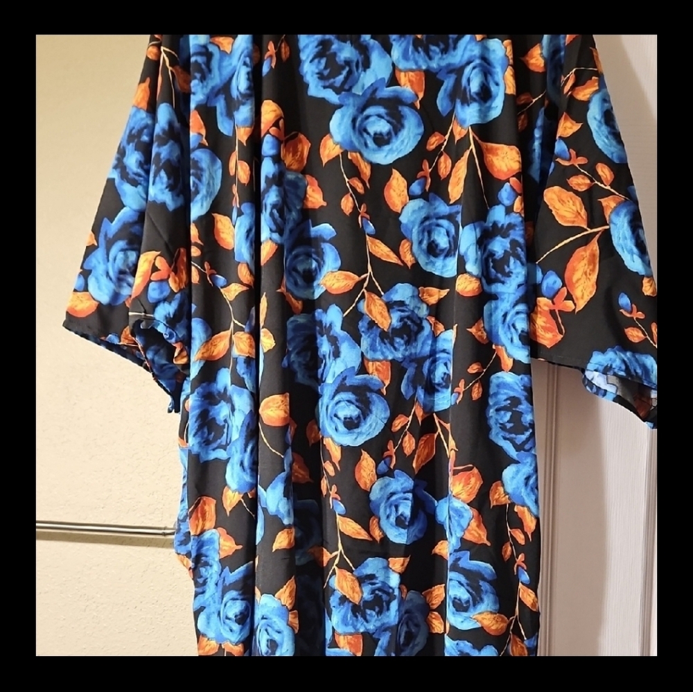 Floral Blue and Orange Long Dress.
